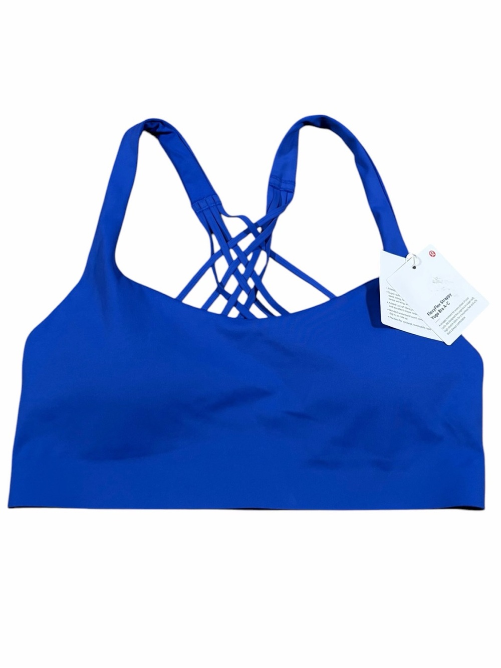 NWT Lululemon FlexyFlex Strappy Yoga Bra *A-C Cups (Beach Ball Blue) S/M